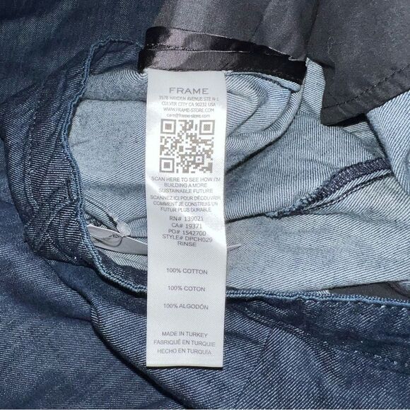 FRAME Oleat Wide Leg Denim Chino Pants Dark Rinse Wash Size 31 NWT - Picture 10 of 13